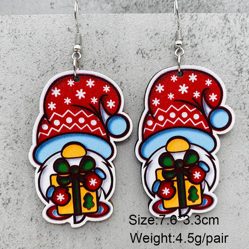 Wholesale Santa Claus Red Car Gnome Elk Wooden Earrings